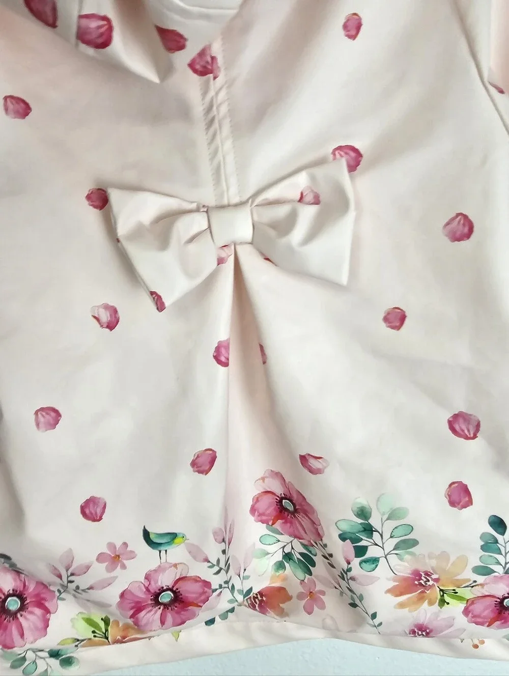 Girls' Pink Floral Hooded Rain Jacket Slicker Zip Front Sz 24 Months